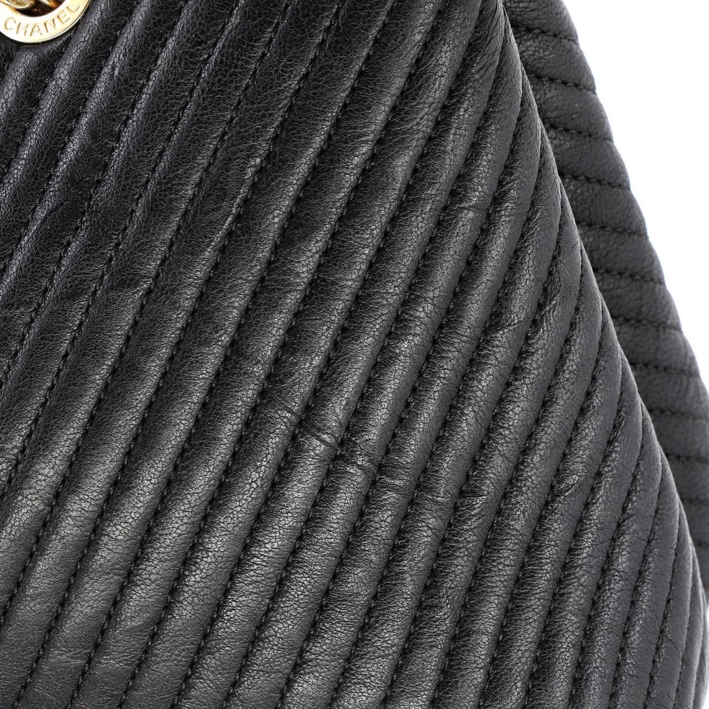 Chanel Medallion Charm Tote Chevron Wrinkled Lambskin Medium