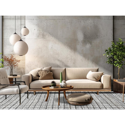 9'7"X11'8" White Moroccan Weave With Grid Design All Wool Hand Knotted Rug