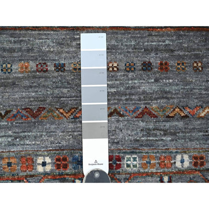 3'1"x4'3" Gray Afghan Super Kazak Hand Knotted Wool Sample Mat Rug