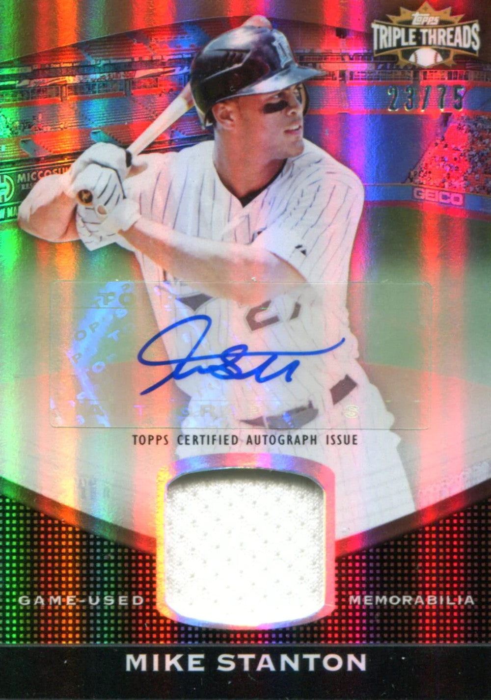 Mike Stanton Autographed Topps Triple Threads Card #23/75