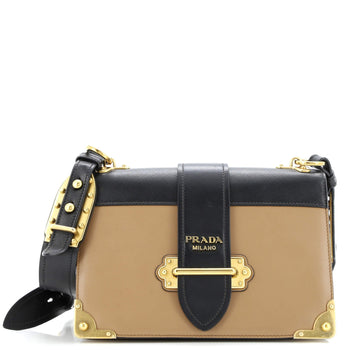 Prada Cahier Crossbody Bag Leather And Saffiano Leather Large