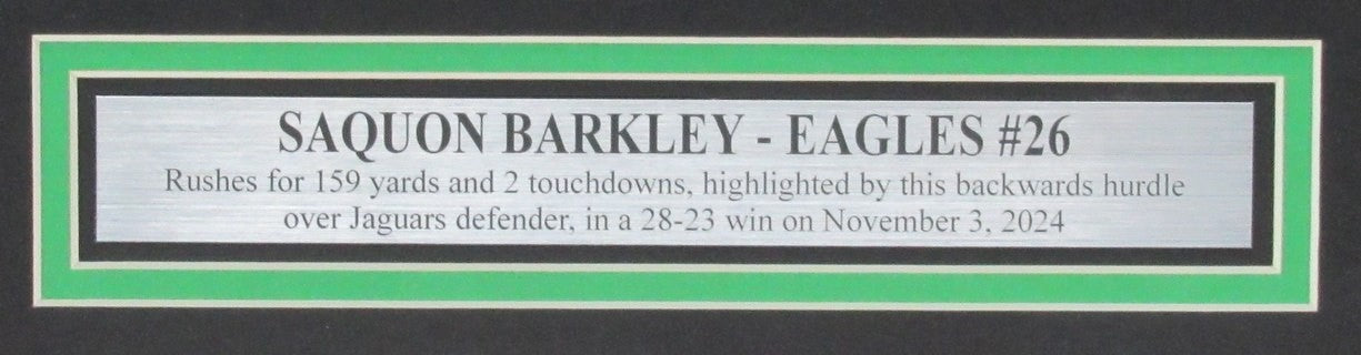 Saquon Barkley Unsigned "The Leap" 16X20 Photo Philadelphia Eagles Framed 193271