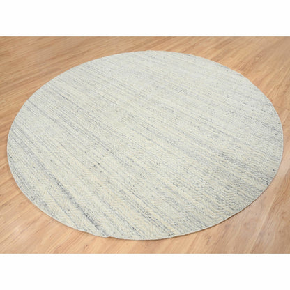 9'10"X9'10" Beige Wool Hand Loomed Modern Design Round Oriental Rug