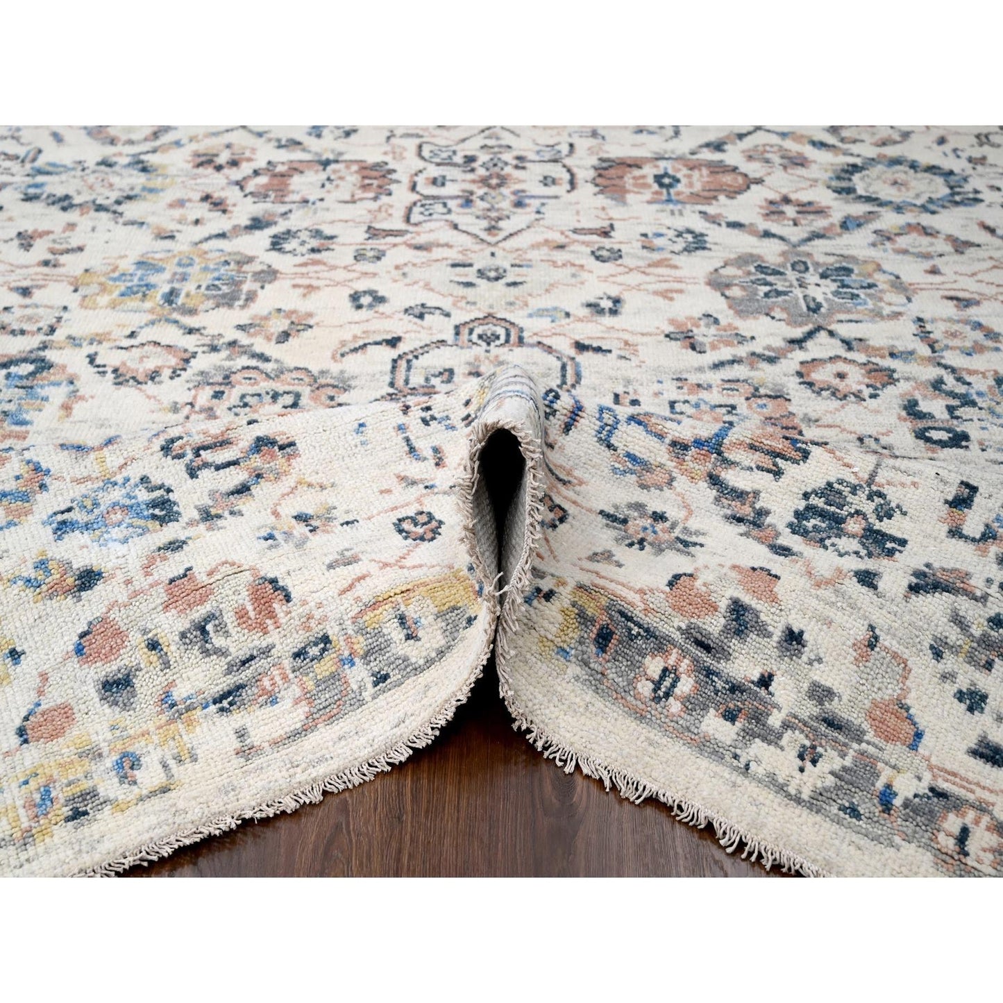 9'9"X14' Ivory Wool Hand Knotted Supple Mahal Design Oriental Rug