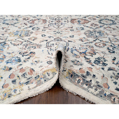 9'9"X14' Ivory Wool Hand Knotted Supple Mahal Design Oriental Rug