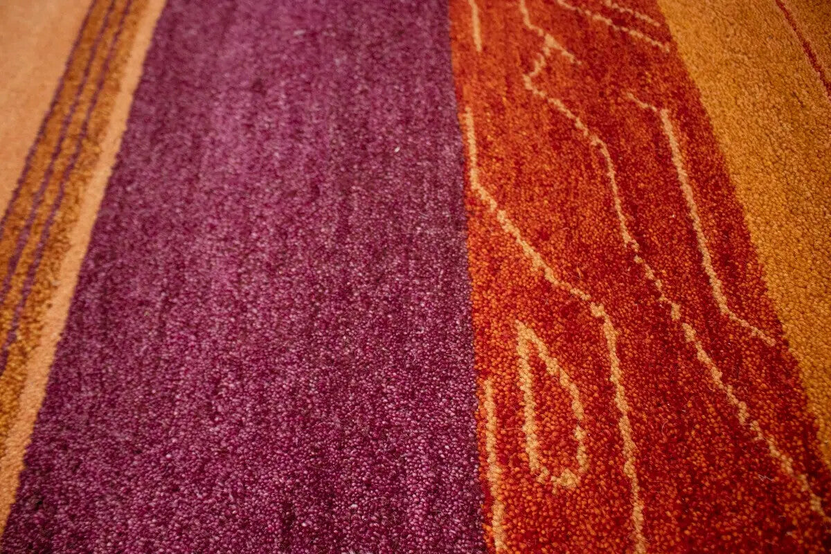 Handmade Indo-Gabbeh Oriental Rug Striped Tribal