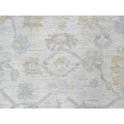 8'X8' Pearl White Hand Knotted Afghan Angora Oushak Pure Wool Square Rug