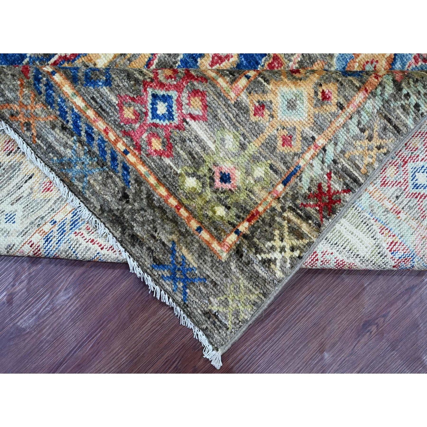 7'10"X9'6" Gray Hand Knotted Rug Wool Anatolian Village Inspired Design