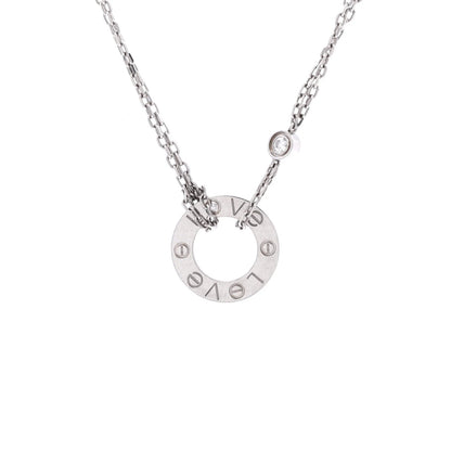 Cartier 2 Diamonds Love Pendant Necklace 18K White Gold With Diamonds