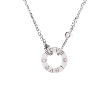 Cartier 2 Diamonds Love Pendant Necklace 18K White Gold With Diamonds