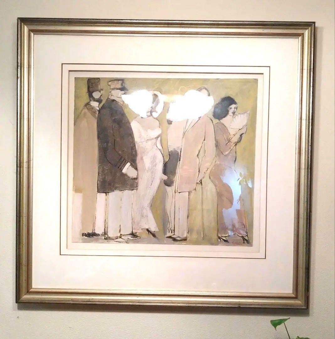 David Schneuer "Admiral" Original Gouache Painting Paris Scene Framed 84X84Cm