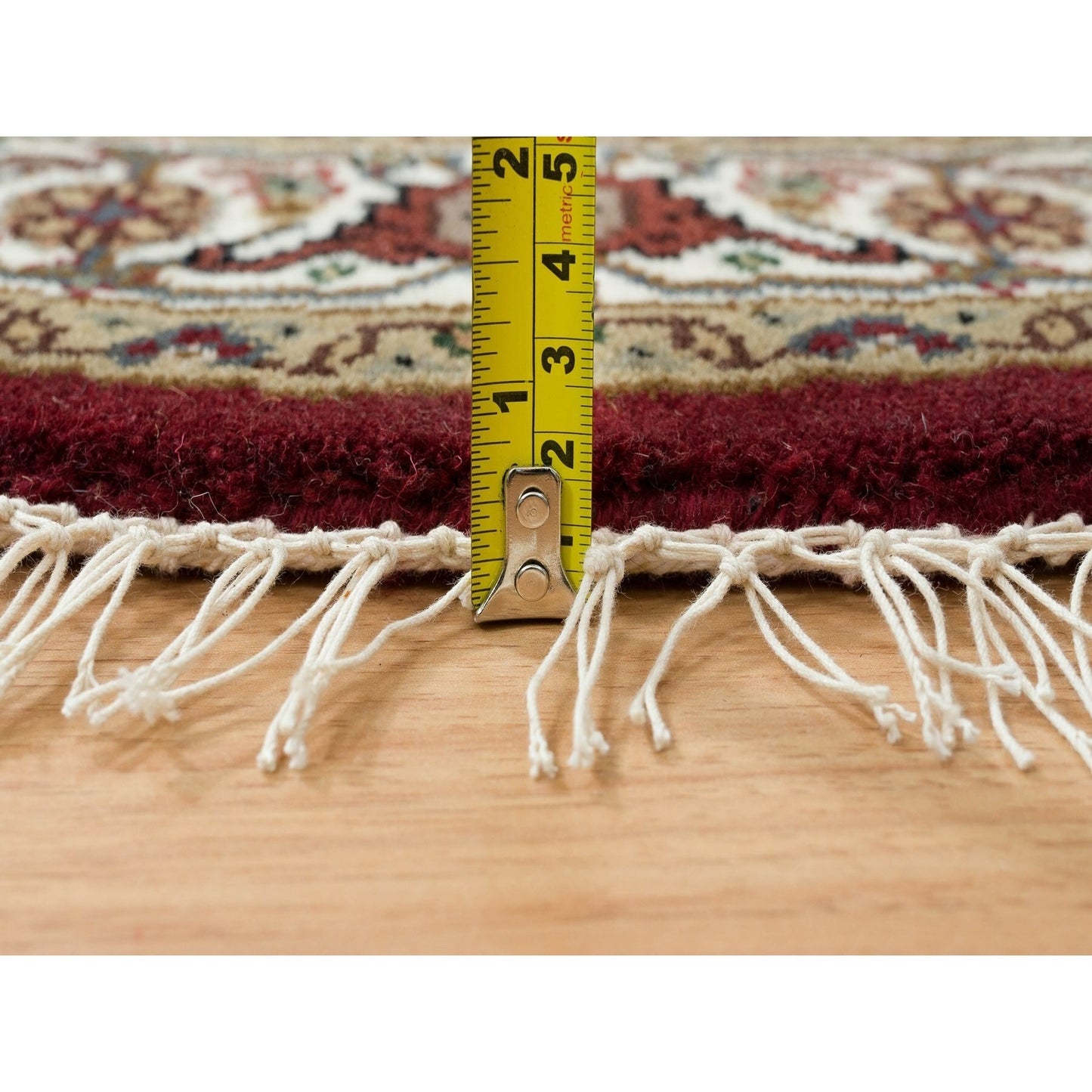 3'4"X3'4" Red Tebraz Design Wool Hand 175 Kpsi Knotted Round Rug