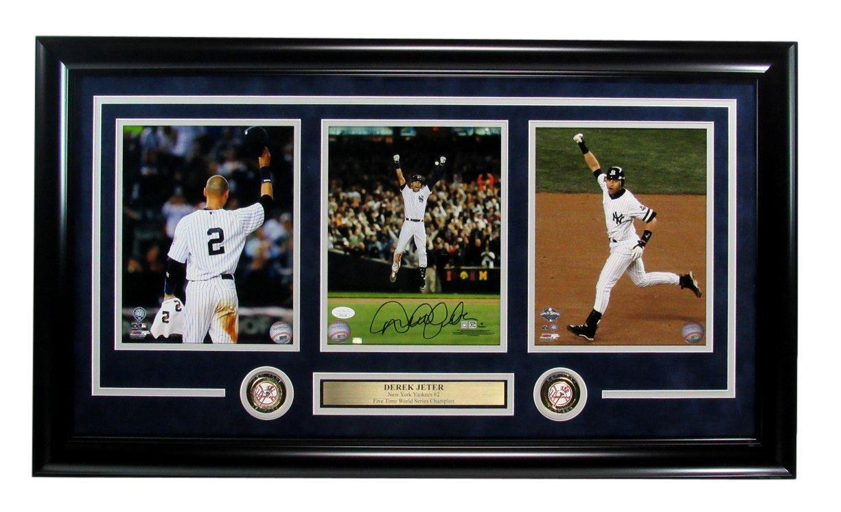Derek Jeter Hof Autographed 8X10 Photo Collage Yankees Framed 188707
