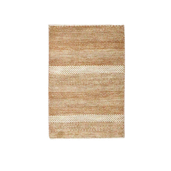Rug 2'x3' Beige-Rust Modern Grass Design Hand Knotted Natural Wool Mat