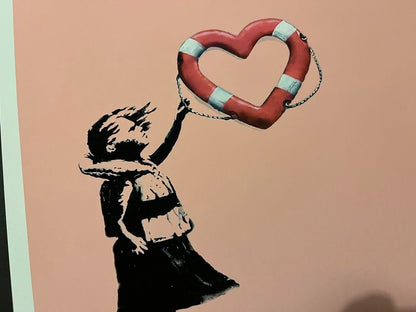 BANKSY poster balloon original "rescue ship" charity work ED85