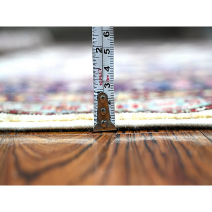 6'X6' White Pepper Hand Knotted Geometric Patterns Super Kazak Square Rug