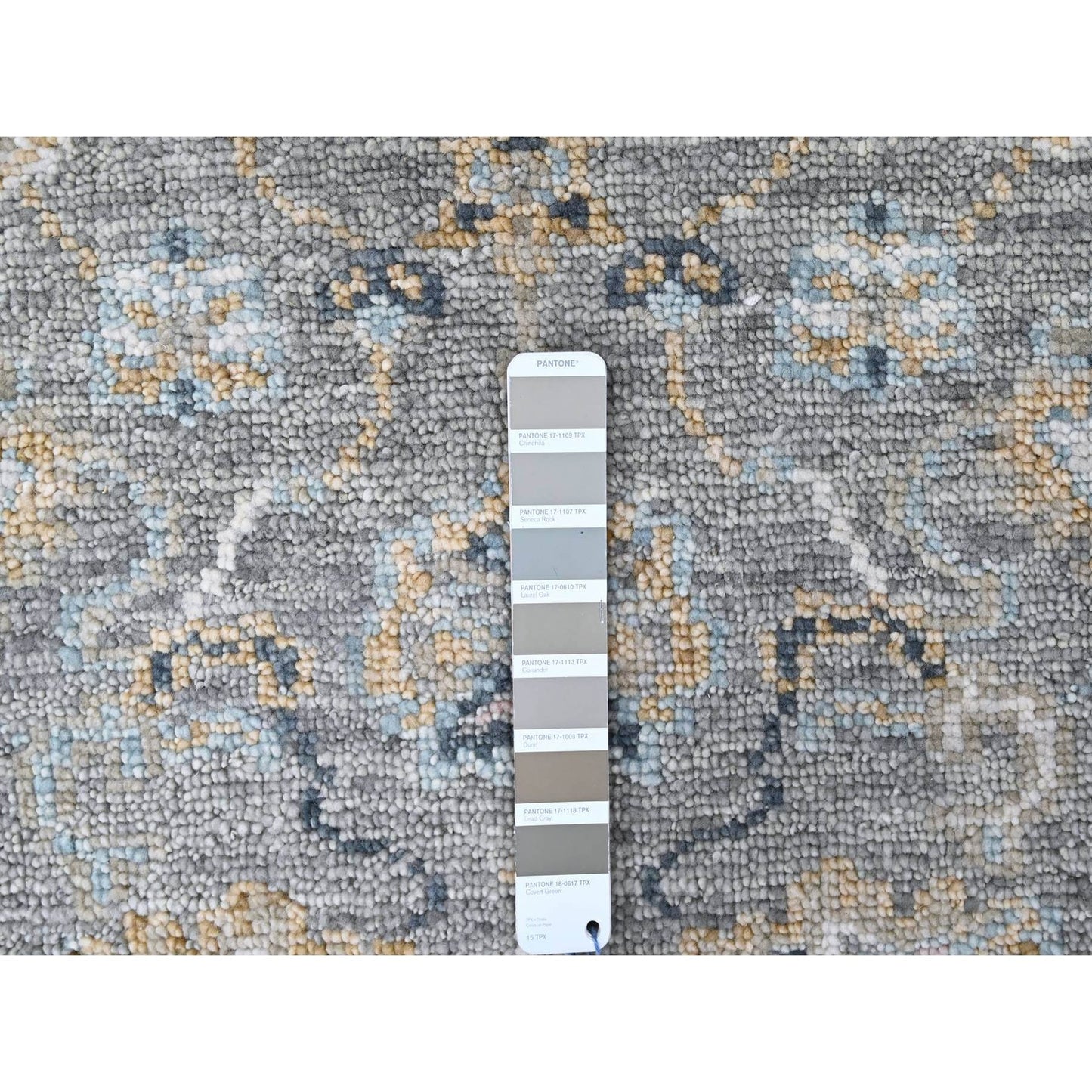 2'7"X8'5" Fossil Gray Oushak Design Hand Knotted Pure Wool Runner Rug