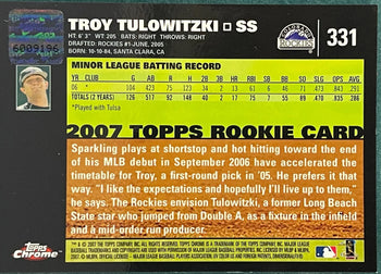 Troy Tulowitzki Autographed 2007 Topps Chrome