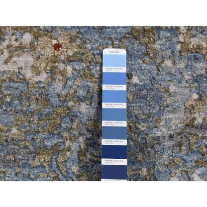 9'1"X12'4" Blue Modern Abstract Galaxy Design Hand Knotted 100% Wool Rug