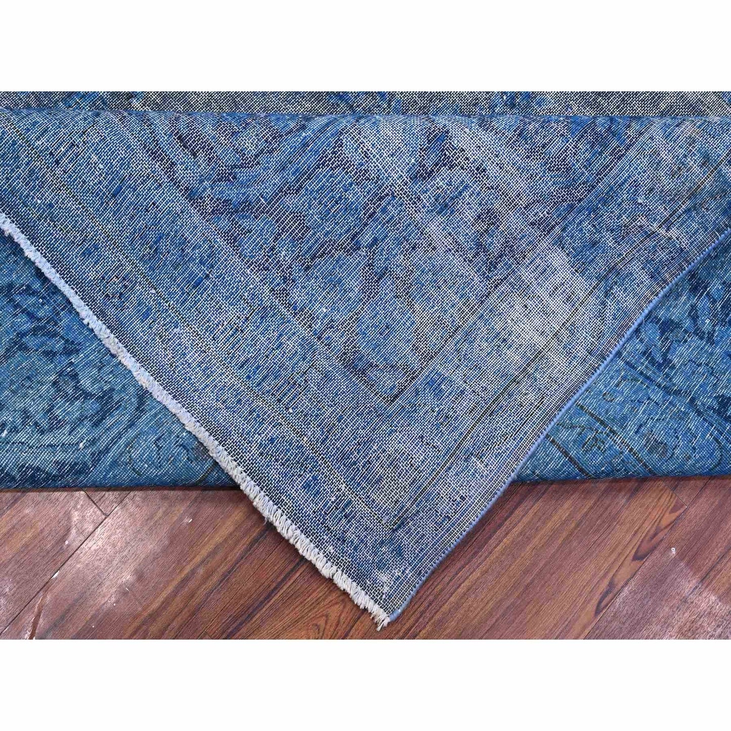 9'7"X13'1" Bayern Blue Overdyed Vintage Zoroastrian Karman Oriental Rug