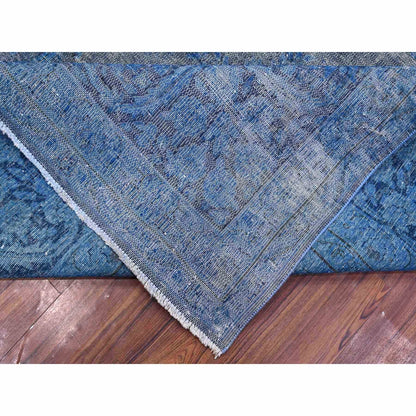 9'7"X13'1" Bayern Blue Overdyed Vintage Zoroastrian Karman Oriental Rug