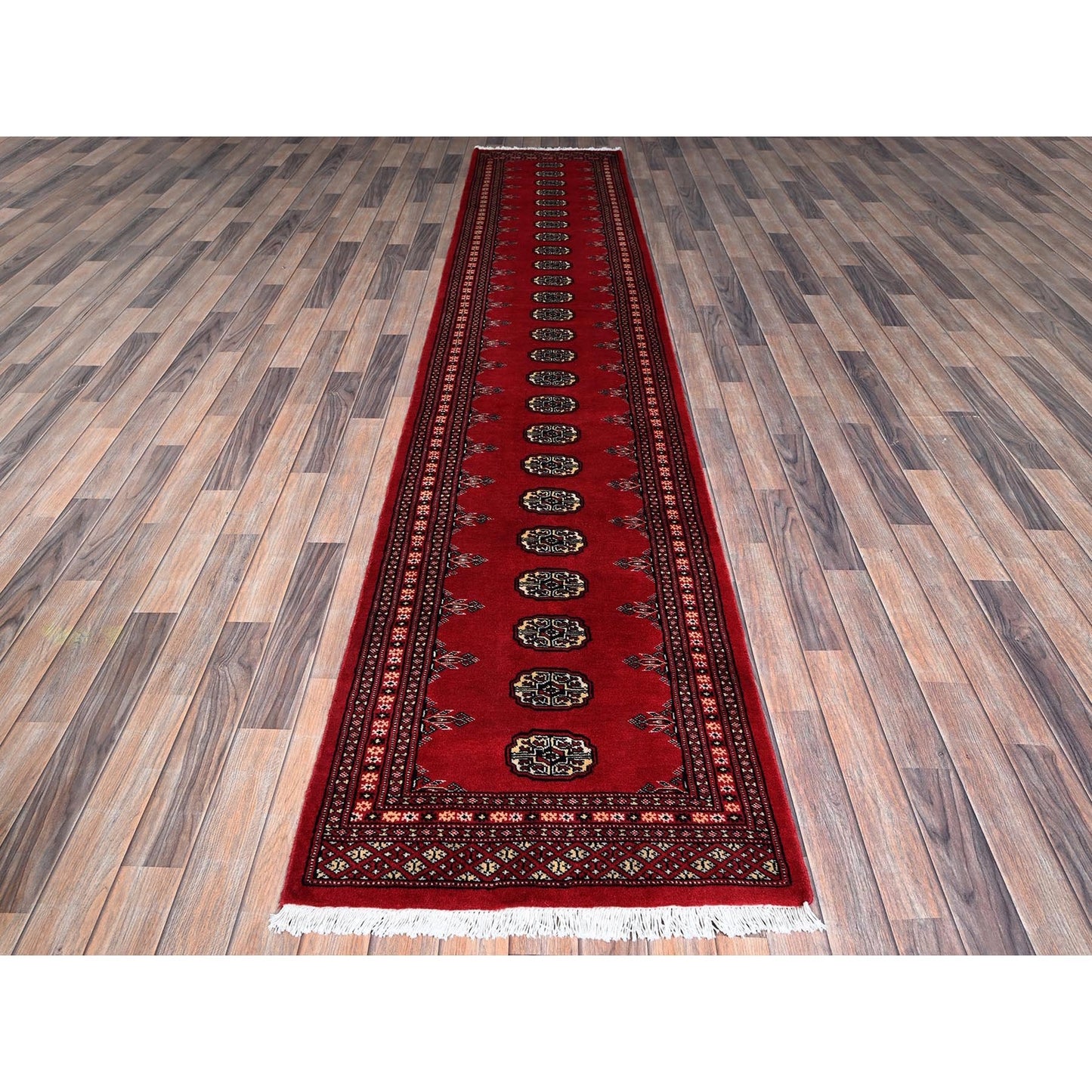 2'6"X12'5" Ajax Red Princess Bokara Soft Wool Hand Knotted Runner Rug