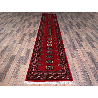 2'6"X12'5" Ajax Red Princess Bokara Soft Wool Hand Knotted Runner Rug