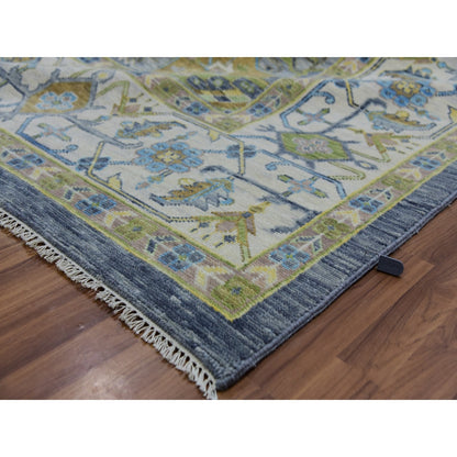 11'10"X14'9" Gray Oushak Weave 100% Wool Hand Knotted Oversized Rug
