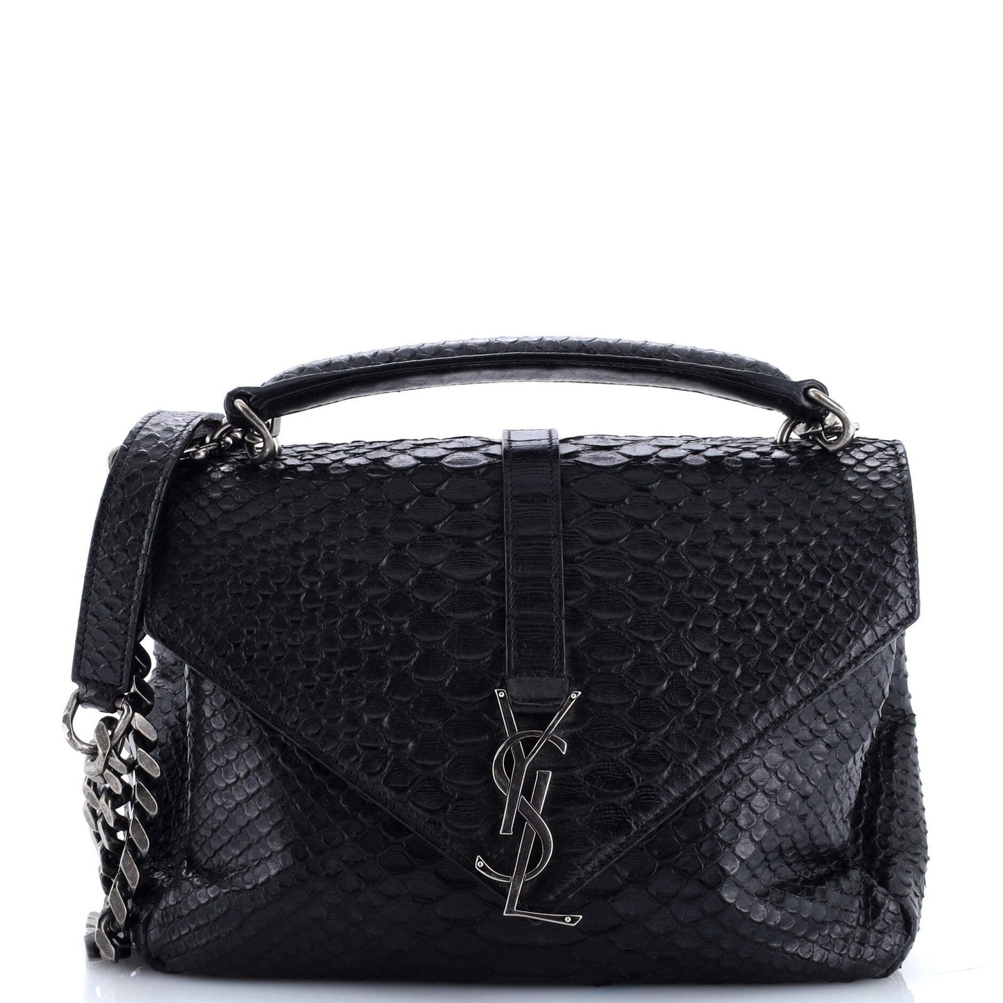 Saint Laurent Classic Monogram College Bag Python Embossed Leather Medium