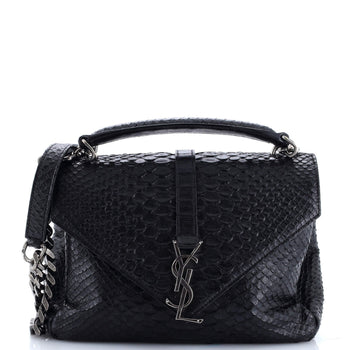 Saint Laurent Classic Monogram College Bag Python Embossed Leather Medium