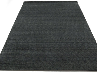 Solid Charcoal Hand-Loomed 9X12 Gabbeh Wool Rug
