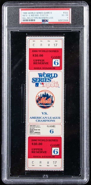 1986 World Series Game 6 Full Ticket Mets Vs. Red Sox Buckner Error Psa  191784