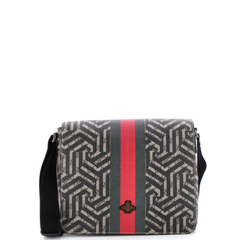 Gucci Bee Web Flap Messenger Bag Caleido Gg Coated Canvas Medium