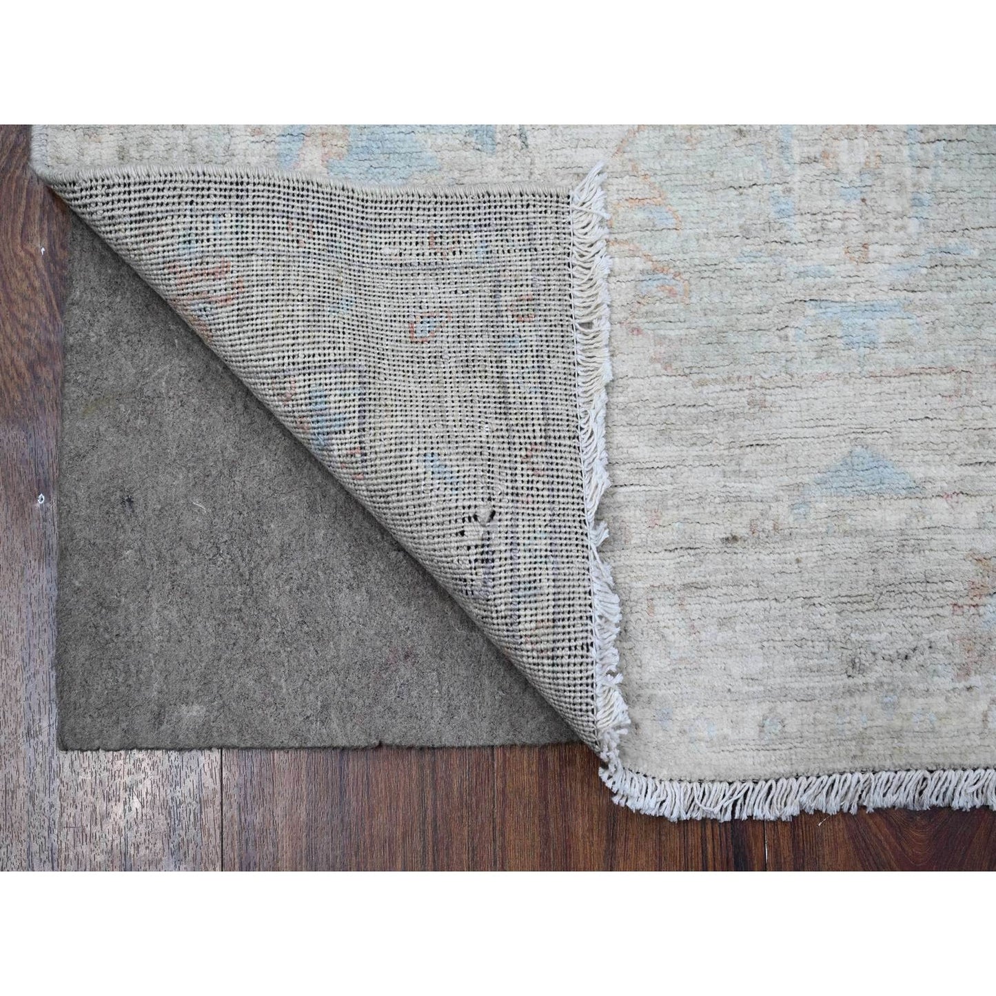 3'1"X5' Gray Washed Out Zoroastrian Design Hand Knotted Wool Oriental Rug