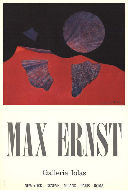 Max Ernst Galleria Iolas " Poster Surrealism Red, Purple, Black &