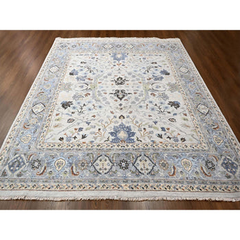10'X10' Summer Gray Oushak All Over Floral Wool Hand Knotted Square Rug