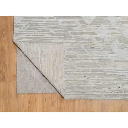 10'X10' Gray Modern Design Undyed Natural Wool Hand Knotted Square Rug