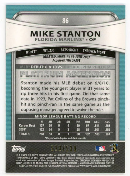 Mike Stanton 2010 Topps Gold Bl #86 Card 523/539