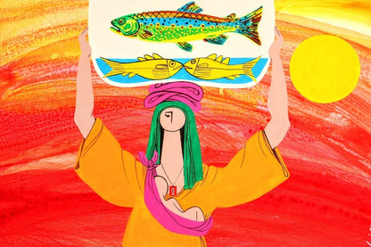 Ernesto R. Tagle 1991 Original Acrylic Painting "Fish Vendor" P12 Filipino Frame