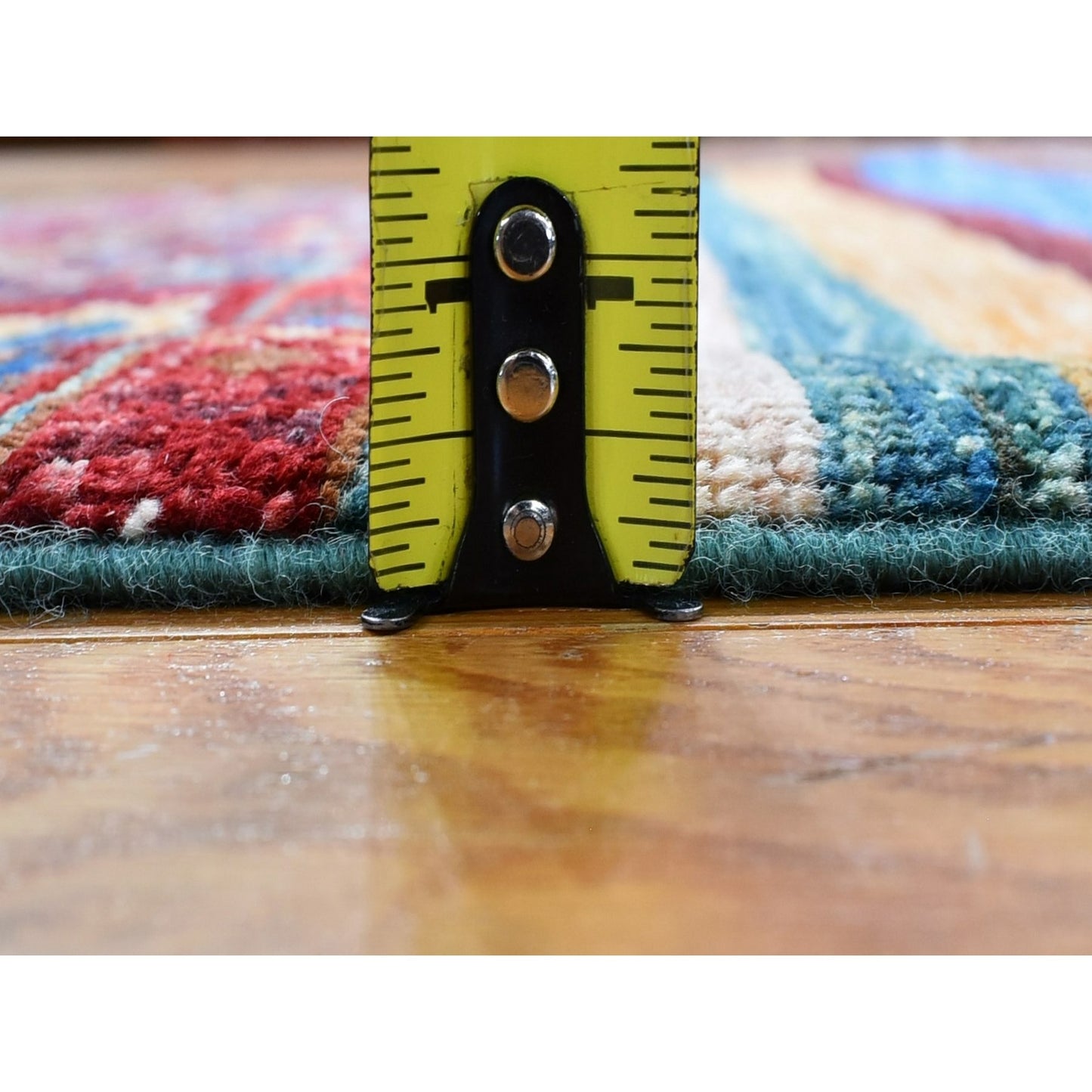 2'8"X8'3" Red Super Kazak Khorjin Design Wool Handknotted Wide Runner Rug