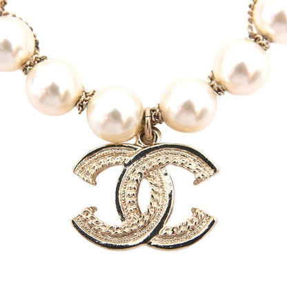 Chanel Bracelet Fake Pearl Chain Coco Mark Motif A19 Gp