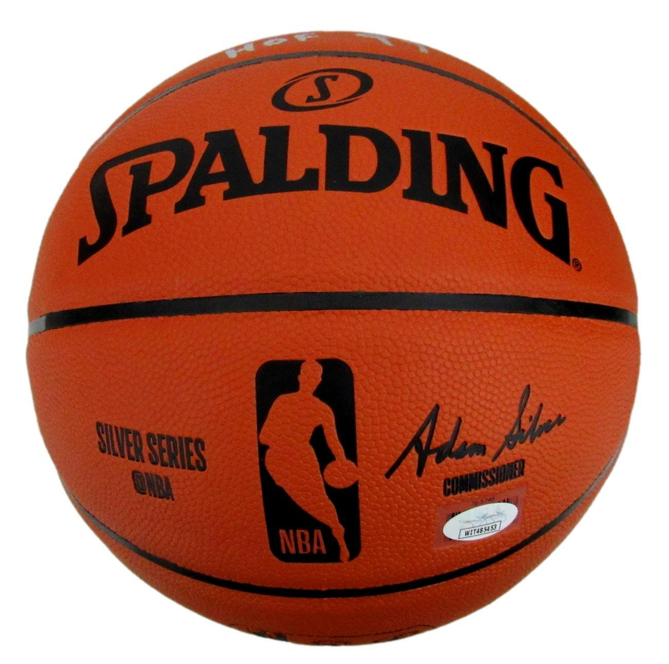 Alex English Hof Nuggets Signed/Inscribed Spalding Nba Basketball Jsa 159272