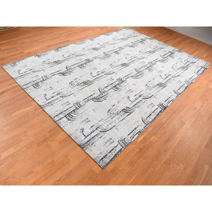 10'X14'5" Gray The Cane Design Silk With Wool Hand Knotted Rug