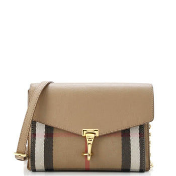 Burberry Macken Crossbody Bag Leather And House Check Canvas Small