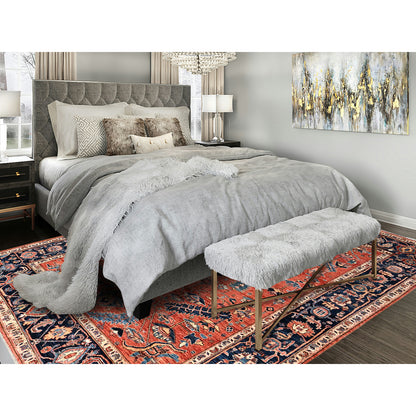 8'1"X10' Rust Red Antique Heris Design Hand Knotted High Mountain Wool Rug