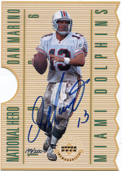 National Hero 1996 Dan Marino Upper Deck Jumbo AUTO Die Cut Card NH1 250