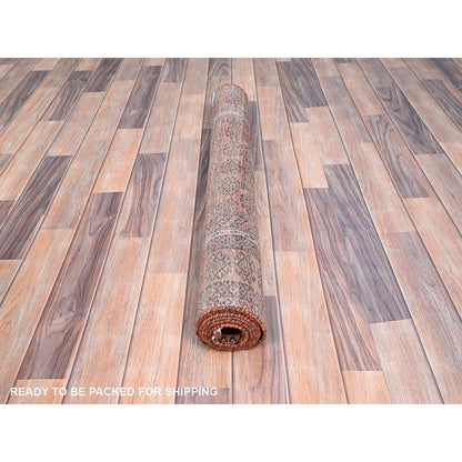 3'X6'7" Brown Hand Knotted Worn All Wool Rug