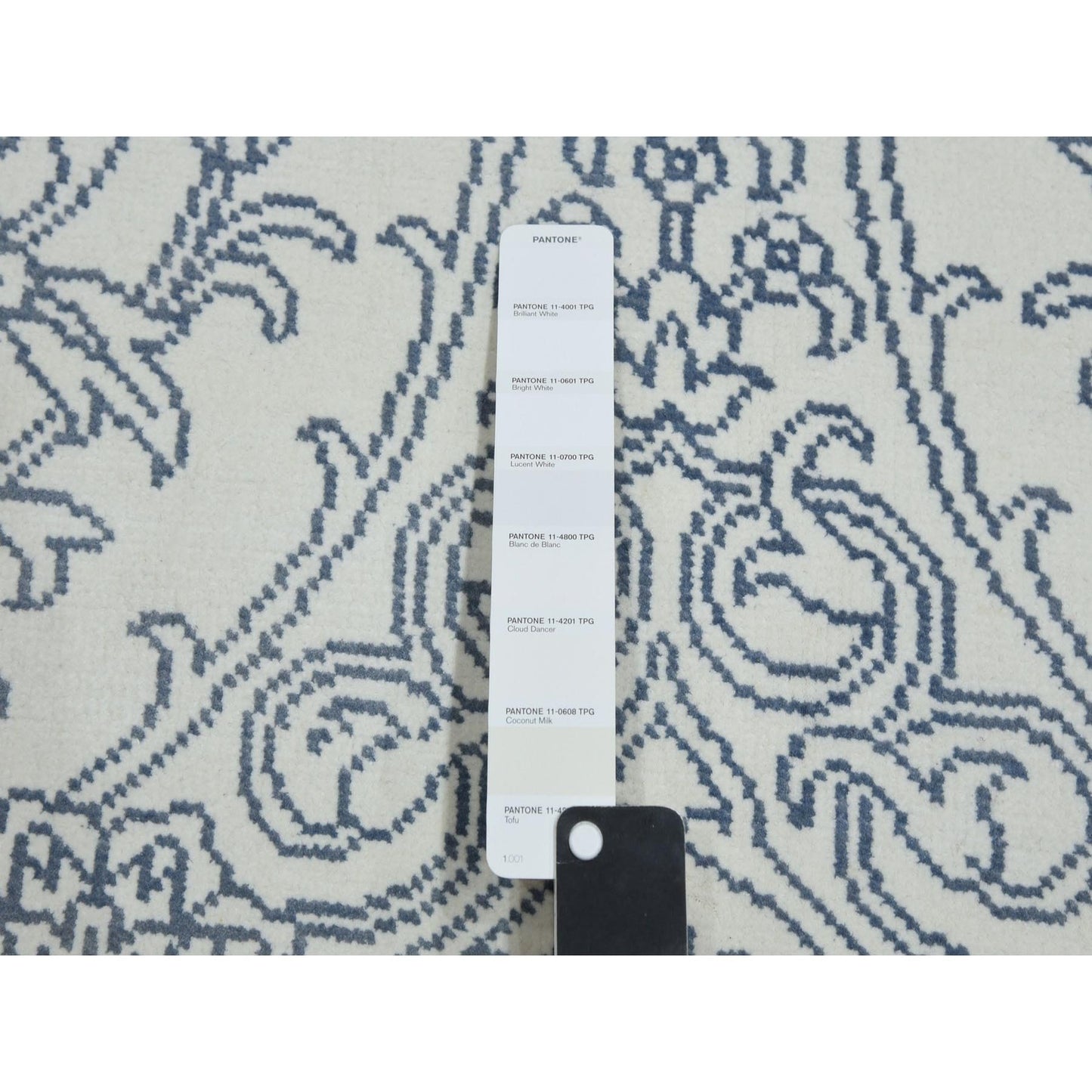 9'4"X11'9" Ivory 100% Cotton Agra Design Hand Knotted Rug