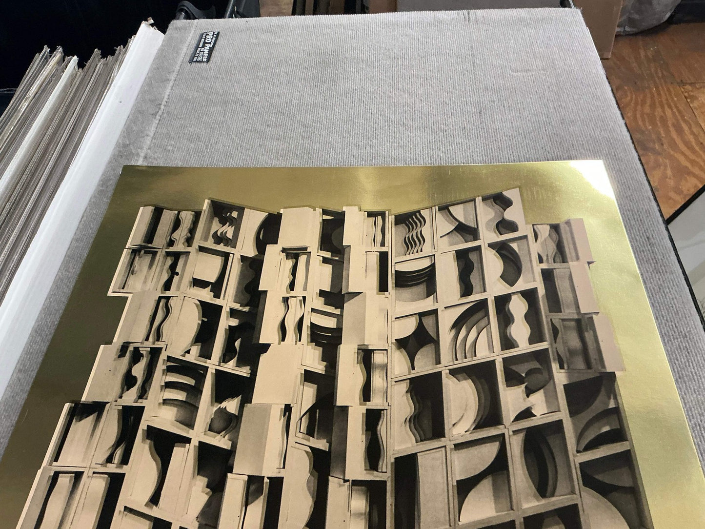 Gold LOUISE NEVELSON Gold Dust and Shadows 24.25" x 26" Foil Print 1977 Abstract