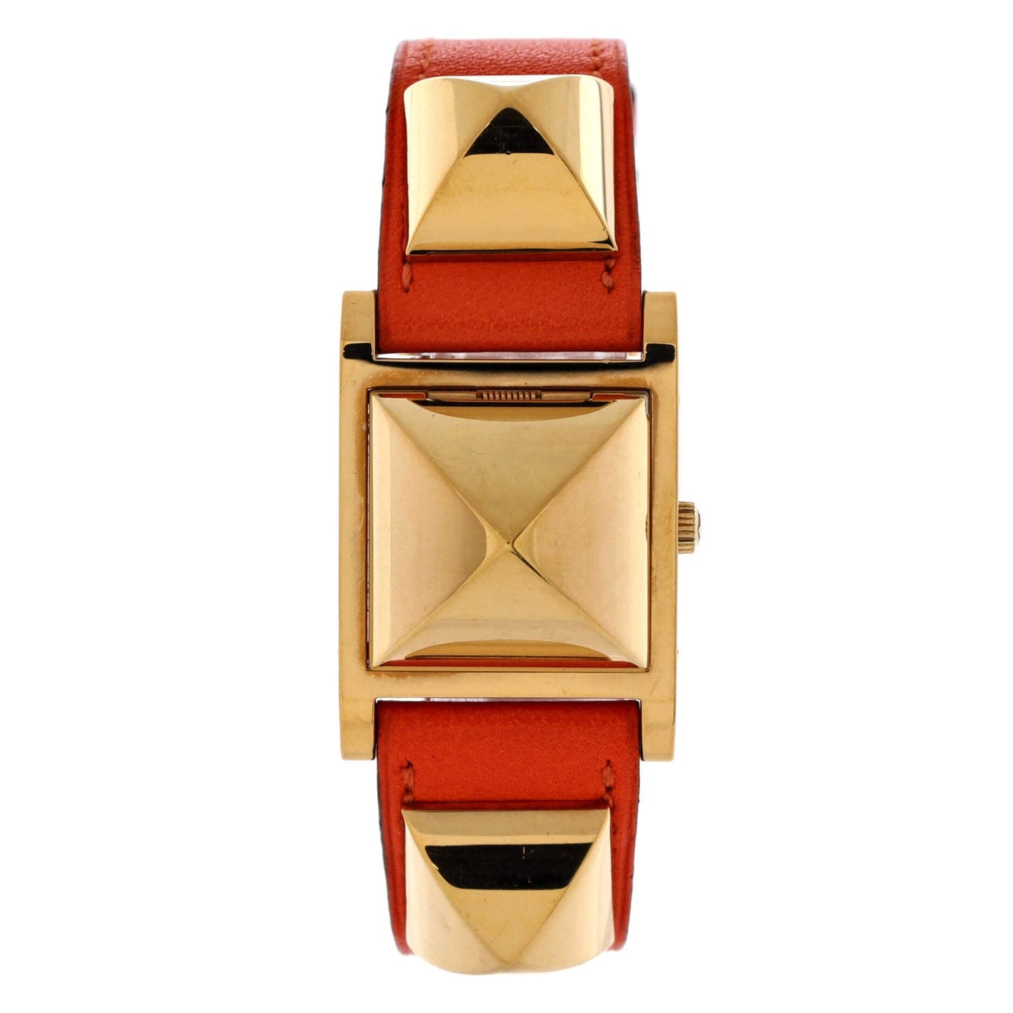 Hermes Medor Quartz Watch Plated Metal And Leather 23
